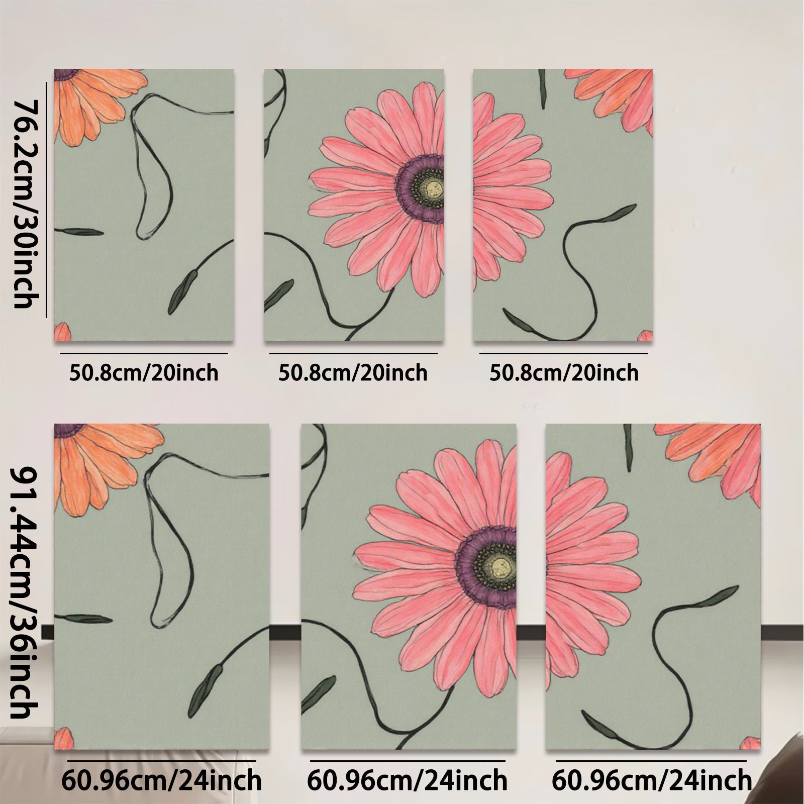 2D flat 1pc vibrant pink floral botanical wall art canvas prints for living room bedroom office decor farmhouse style modern minimalist gallery wrapped