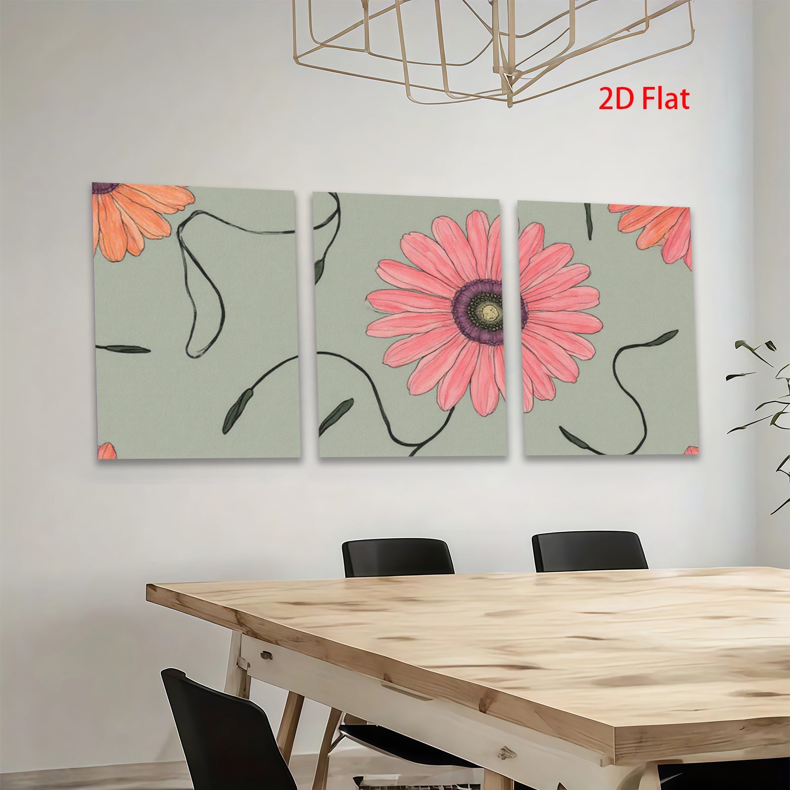 2D flat 1pc vibrant pink floral botanical wall art canvas prints for living room bedroom office decor farmhouse style modern minimalist gallery wrapped