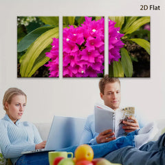 2D flat 1pc vibrant pink flower bloom garden wall art living room bedroom decor farmhouse style botanical prints cozy aesthetic gallery wrapped canvas