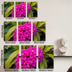 2D flat 1pc vibrant pink flower bloom garden wall art living room bedroom decor farmhouse style botanical prints cozy aesthetic gallery wrapped canvas