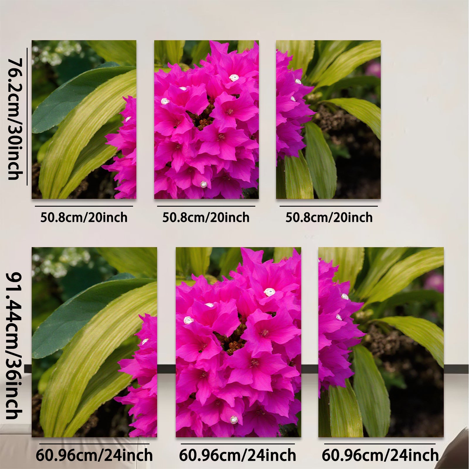 2D flat 1pc vibrant pink flower bloom garden wall art living room bedroom decor farmhouse style botanical prints cozy aesthetic gallery wrapped canvas