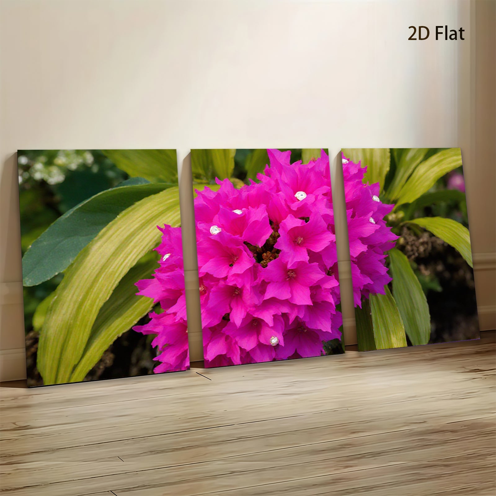2D flat 1pc vibrant pink flower bloom garden wall art living room bedroom decor farmhouse style botanical prints cozy aesthetic gallery wrapped canvas
