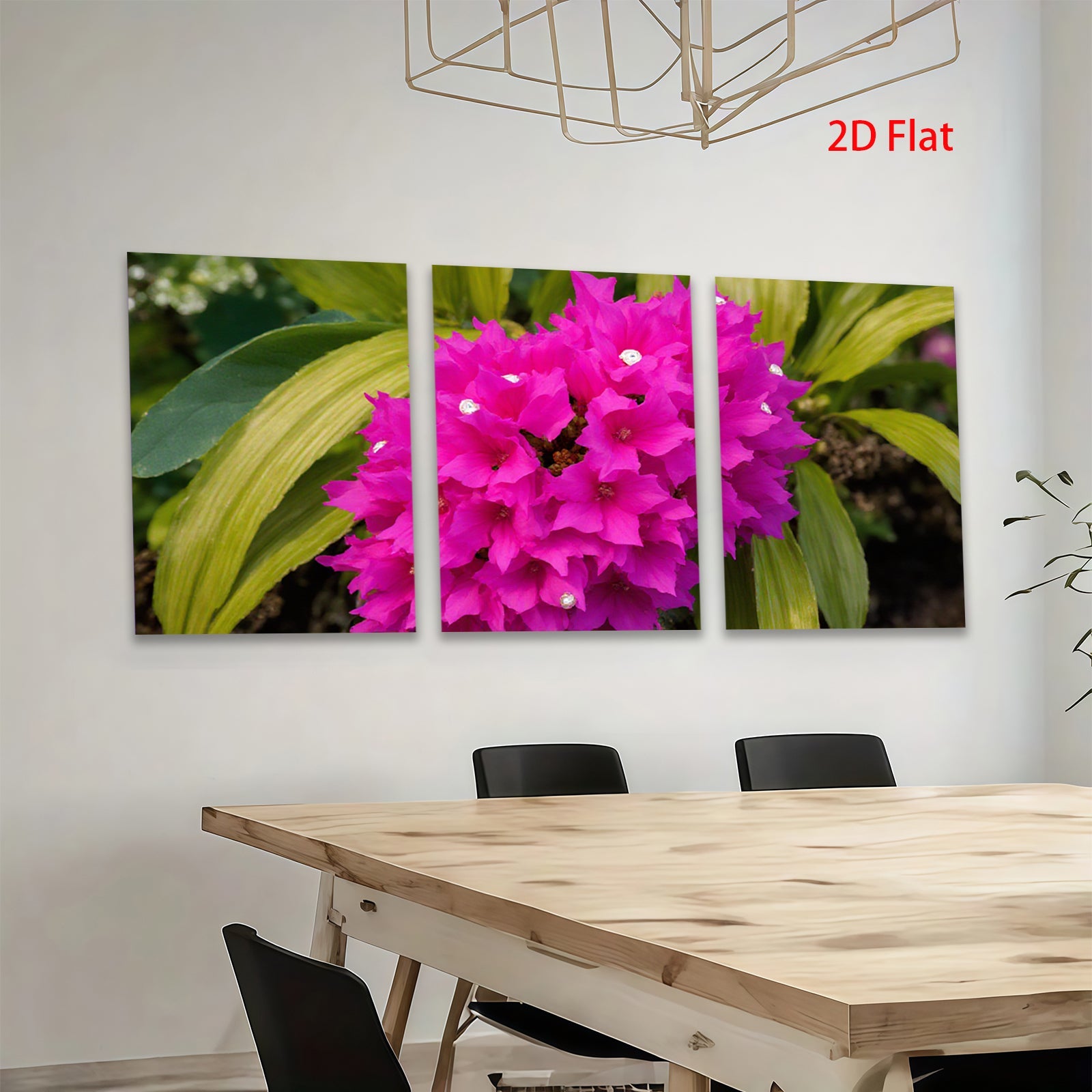 2D flat 1pc vibrant pink flower bloom garden wall art living room bedroom decor farmhouse style botanical prints cozy aesthetic gallery wrapped canvas