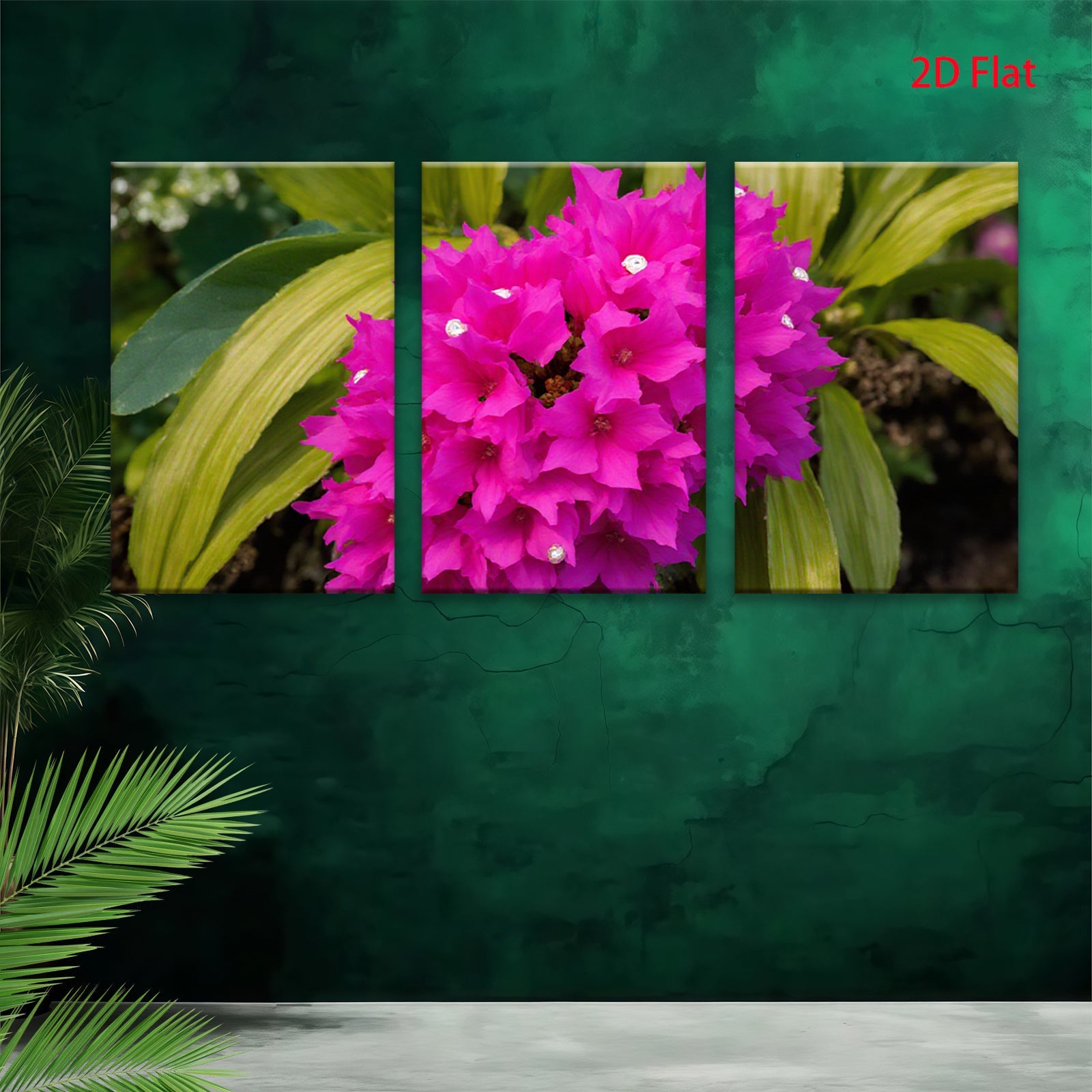 2D flat 1pc vibrant pink flower bloom garden wall art living room bedroom decor farmhouse style botanical prints cozy aesthetic gallery wrapped canvas