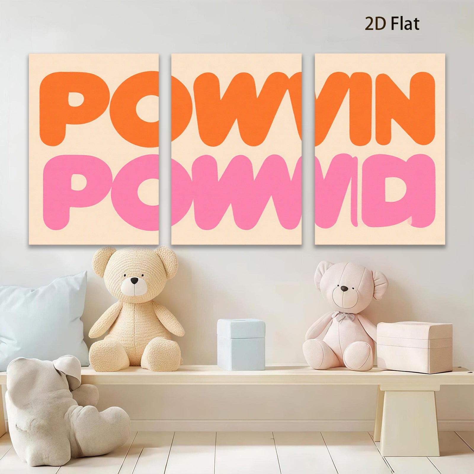 2D flat 1pc vibrant pink orange typography wall art modern minimalist canvas print bedroom living room decor gallery wrapped farmhouse style statement piece