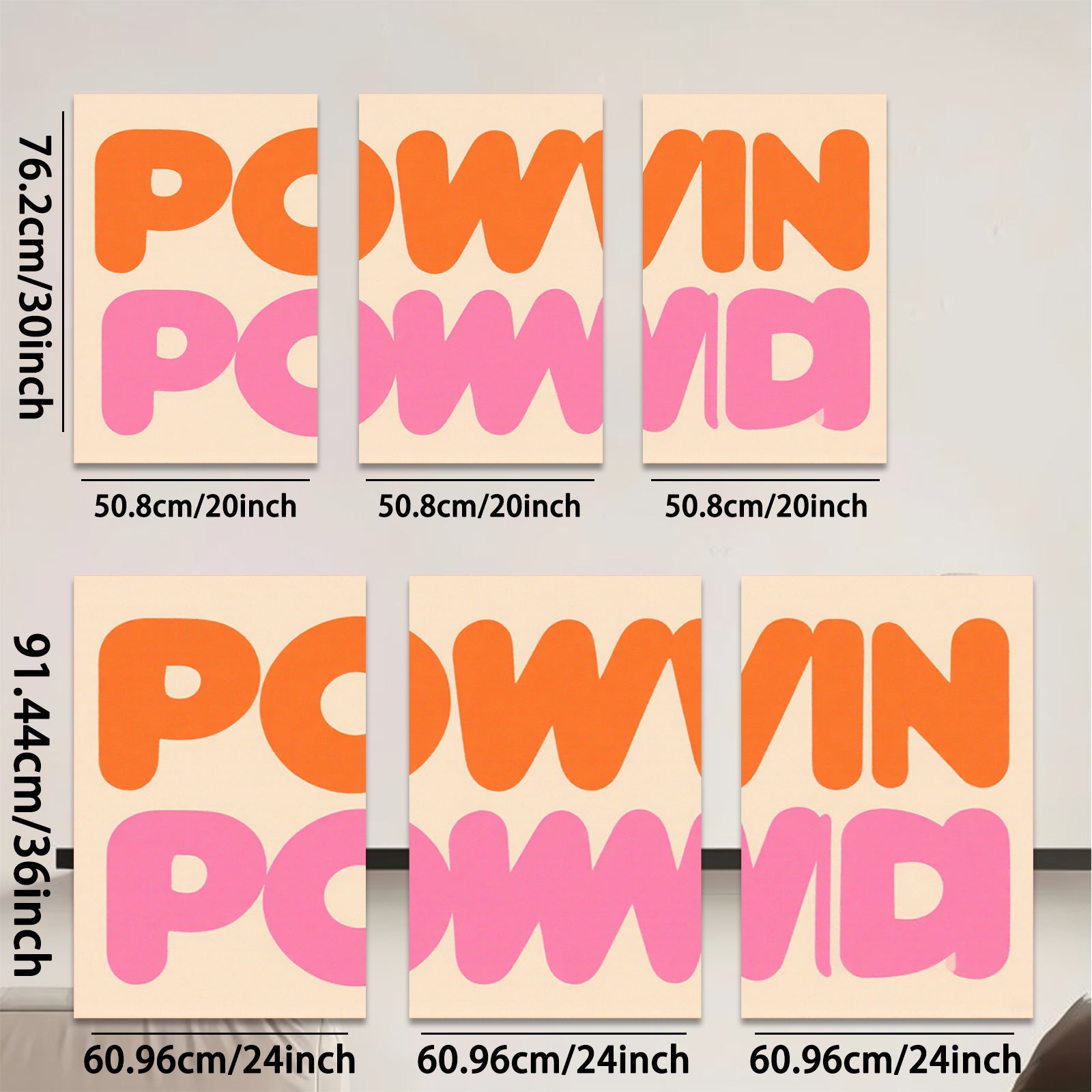 2D flat 1pc vibrant pink orange typography wall art modern minimalist canvas print bedroom living room decor gallery wrapped farmhouse style statement piece