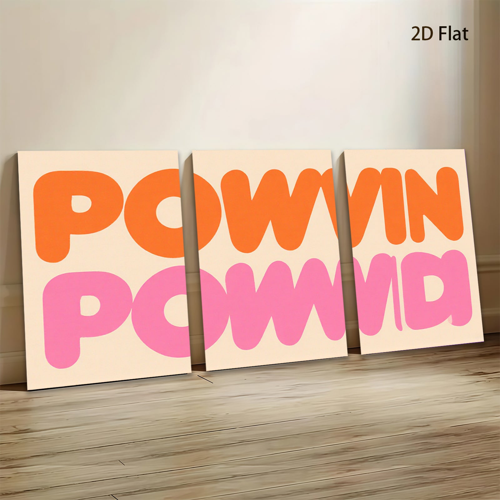 2D flat 1pc vibrant pink orange typography wall art modern minimalist canvas print bedroom living room decor gallery wrapped farmhouse style statement piece