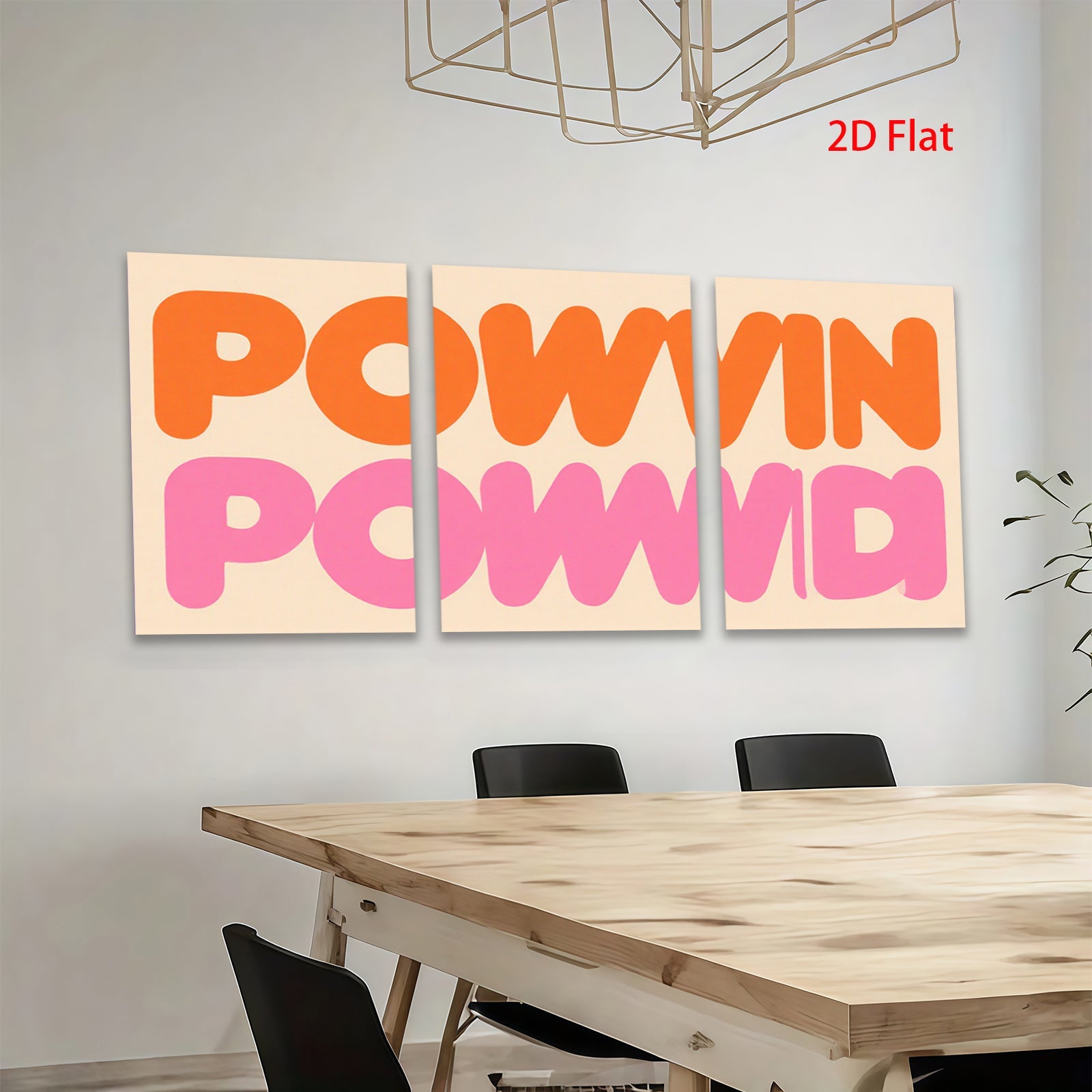 2D flat 1pc vibrant pink orange typography wall art modern minimalist canvas print bedroom living room decor gallery wrapped farmhouse style statement piece