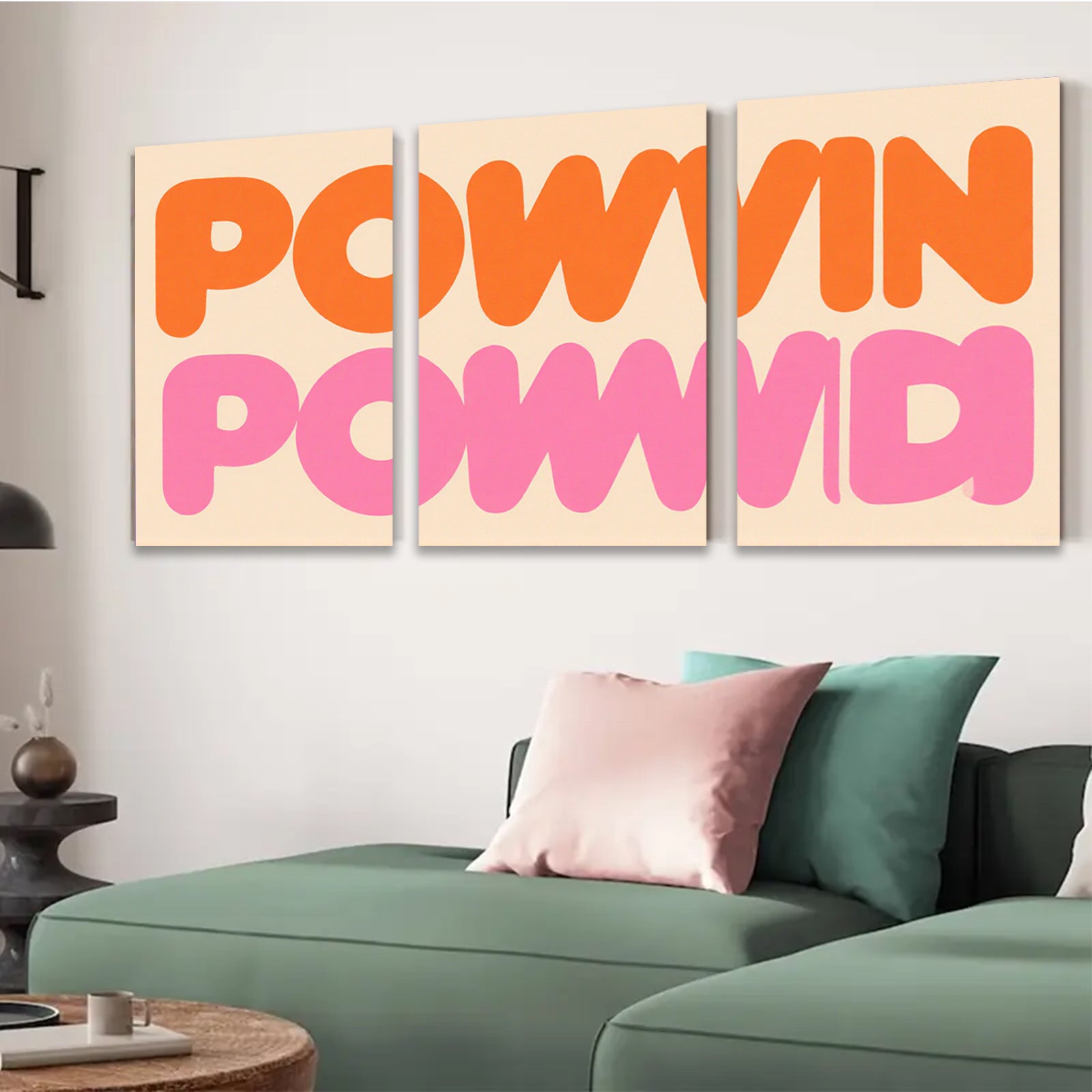 2D flat 1pc vibrant pink orange typography wall art modern minimalist canvas print bedroom living room decor gallery wrapped farmhouse style statement piece