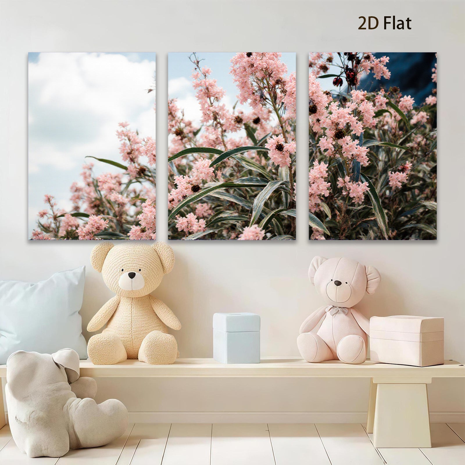 2D flat 1pc vibrant pink spirea bloom garden wall art living room bedroom decor farmhouse style botanical prints cozy aesthetic gallery wrapped canvas