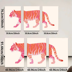 2D flat 1pc vibrant pink tiger artwork modern minimalist wall decor living room bedroom home office gallery wrapped canvas prints farmhouse style