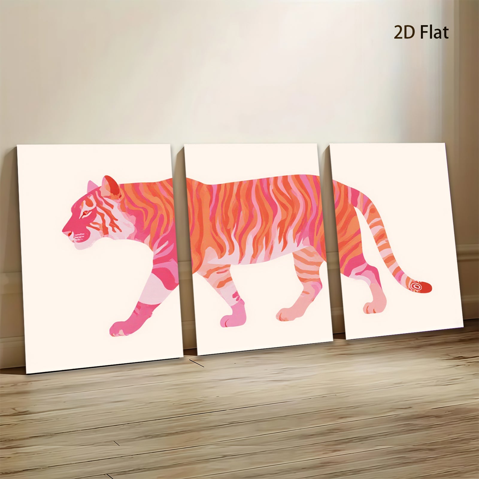 2D flat 1pc vibrant pink tiger artwork modern minimalist wall decor living room bedroom home office gallery wrapped canvas prints farmhouse style