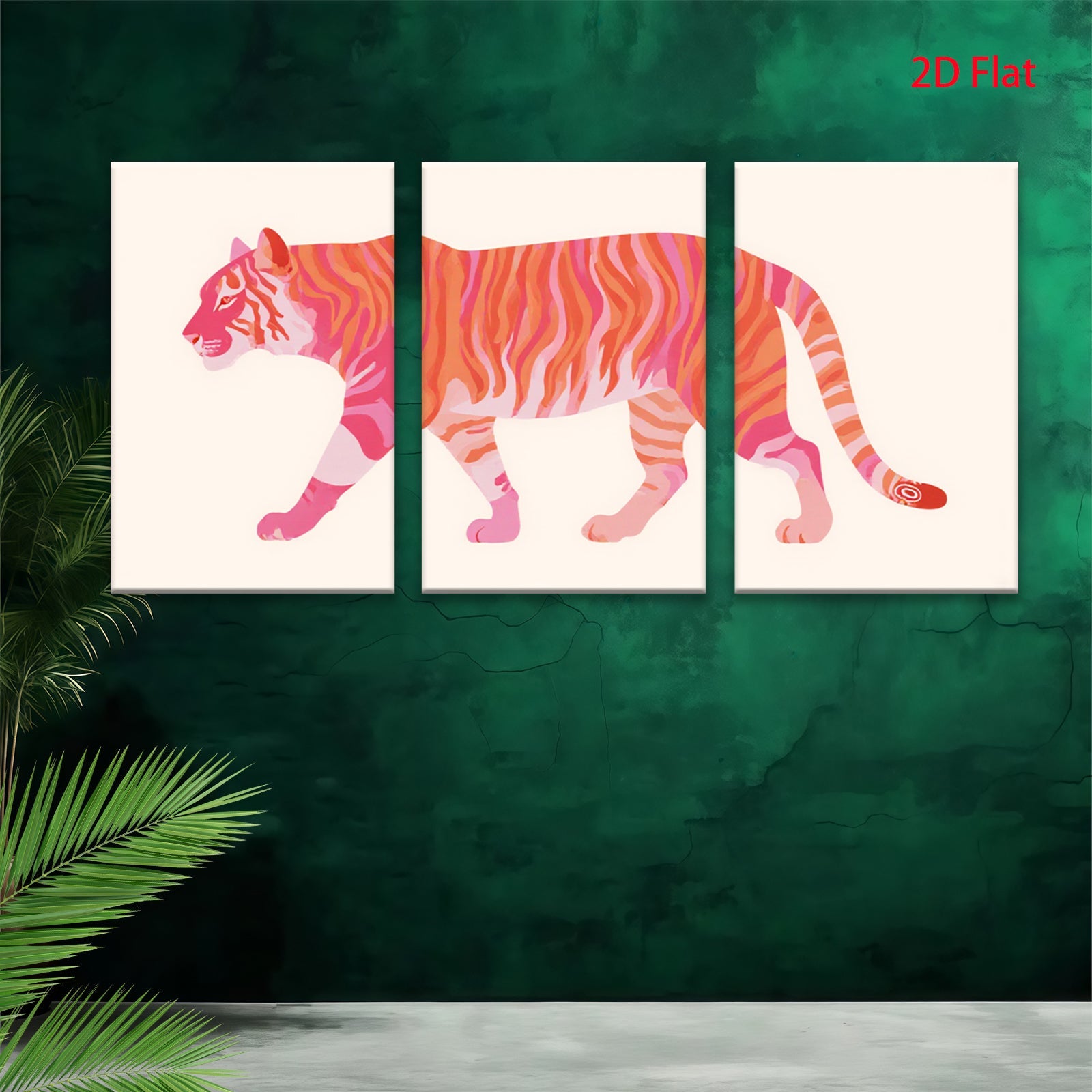2D flat 1pc vibrant pink tiger artwork modern minimalist wall decor living room bedroom home office gallery wrapped canvas prints farmhouse style