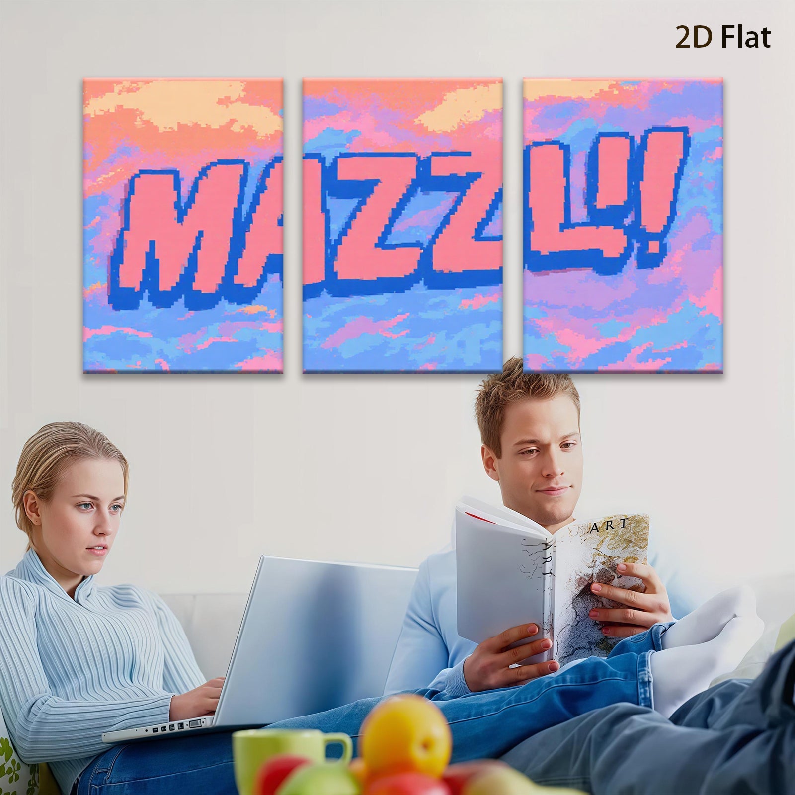 2D flat 1pc vibrant pixel art abstract wall decor modern canvas prints bedroom living room farmhouse gallery wrapped trendy minimalist statement piece unique gift