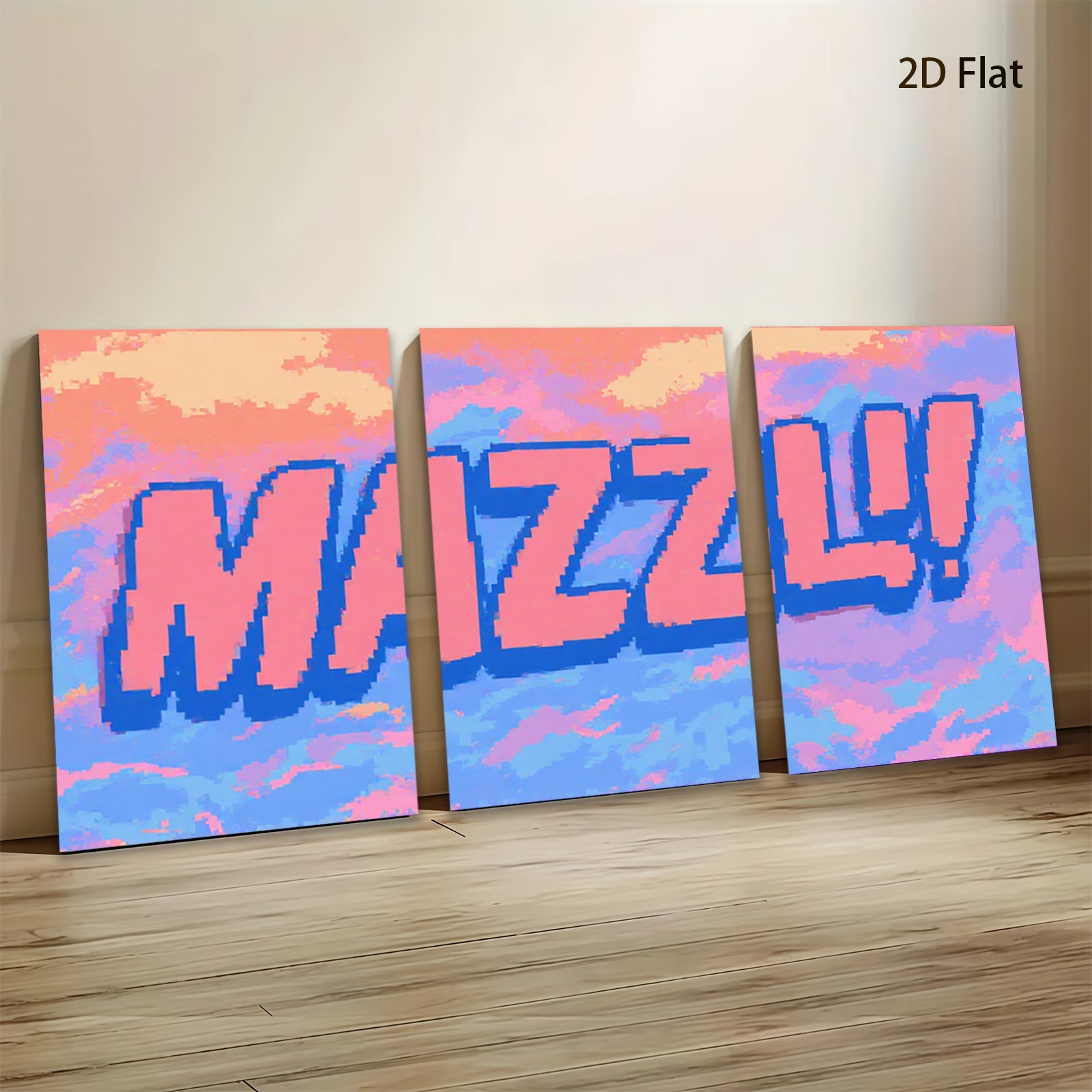 2D flat 1pc vibrant pixel art abstract wall decor modern canvas prints bedroom living room farmhouse gallery wrapped trendy minimalist statement piece unique gift