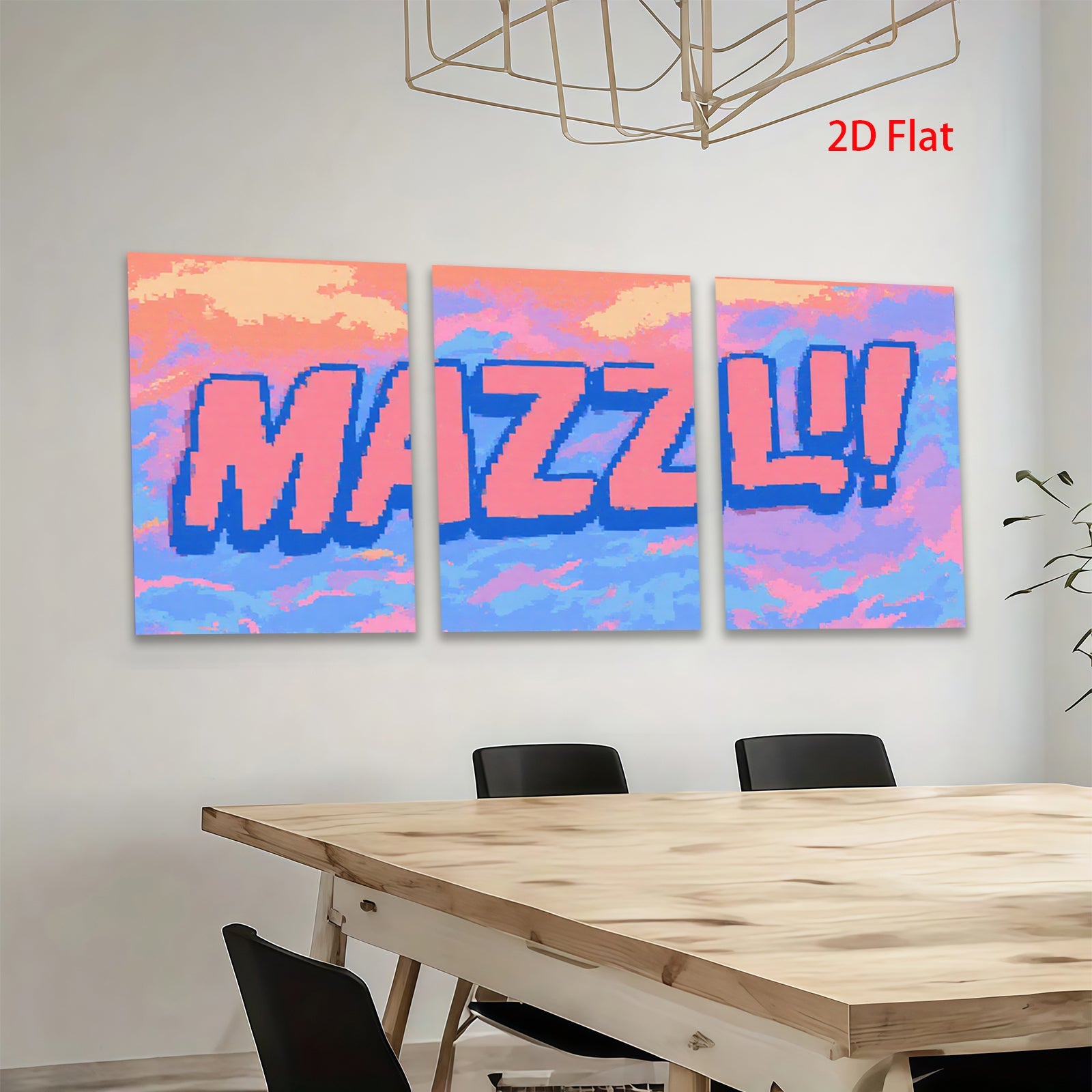 2D flat 1pc vibrant pixel art abstract wall decor modern canvas prints bedroom living room farmhouse gallery wrapped trendy minimalist statement piece unique gift