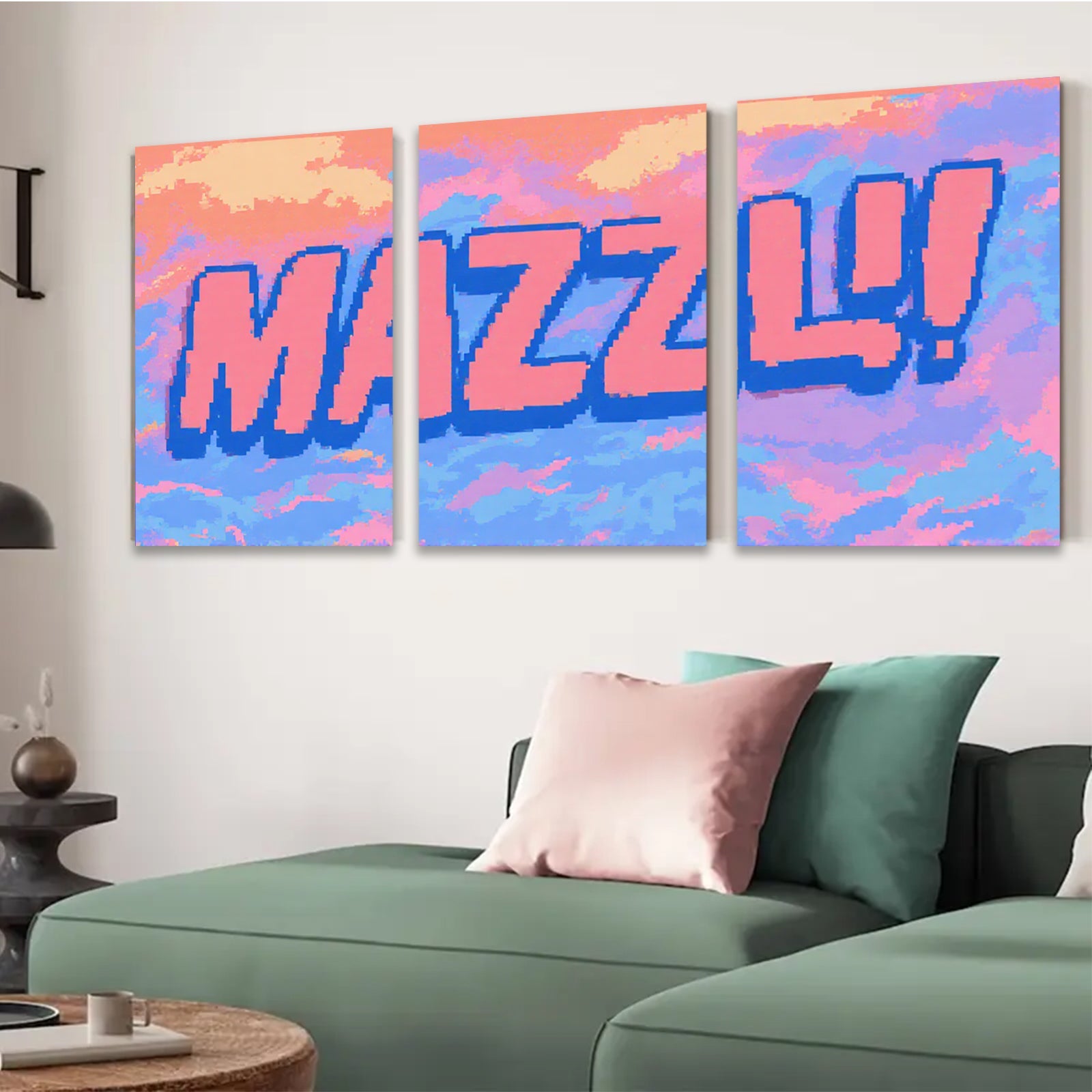 2D flat 1pc vibrant pixel art abstract wall decor modern canvas prints bedroom living room farmhouse gallery wrapped trendy minimalist statement piece unique gift