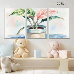 2D flat 1pc vibrant potted philodendron botanical wall art farmhouse living room bedroom decor gallery wrapped canvas prints modern minimalist style