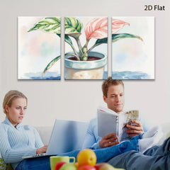 2D flat 1pc vibrant potted philodendron botanical wall art farmhouse living room bedroom decor gallery wrapped canvas prints modern minimalist style