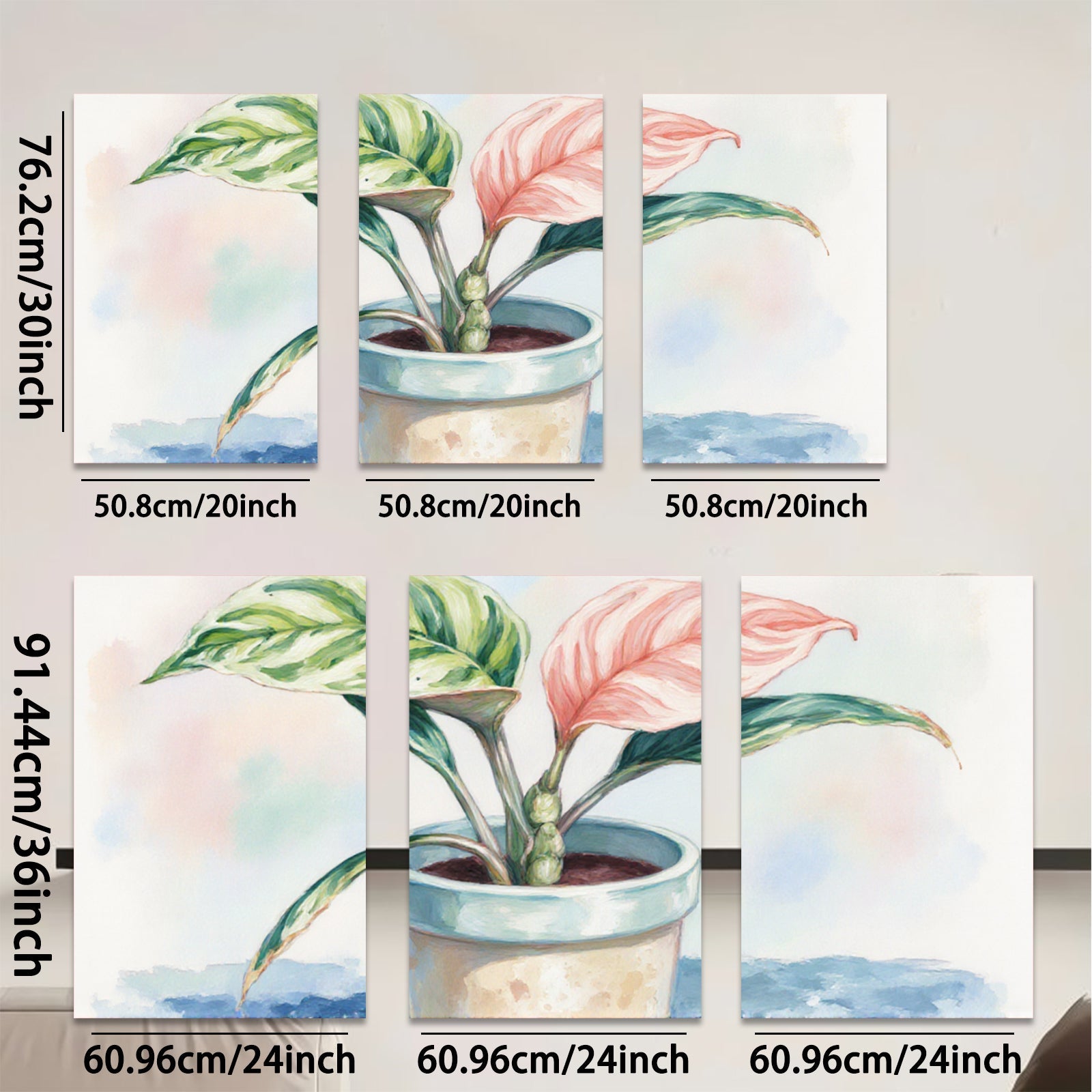 2D flat 1pc vibrant potted philodendron botanical wall art farmhouse living room bedroom decor gallery wrapped canvas prints modern minimalist style