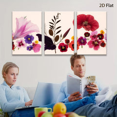 2D flat 1pc vibrant pressed wildflower botanical art print for gallery wall bedroom living room decor farmhouse style modern minimalist