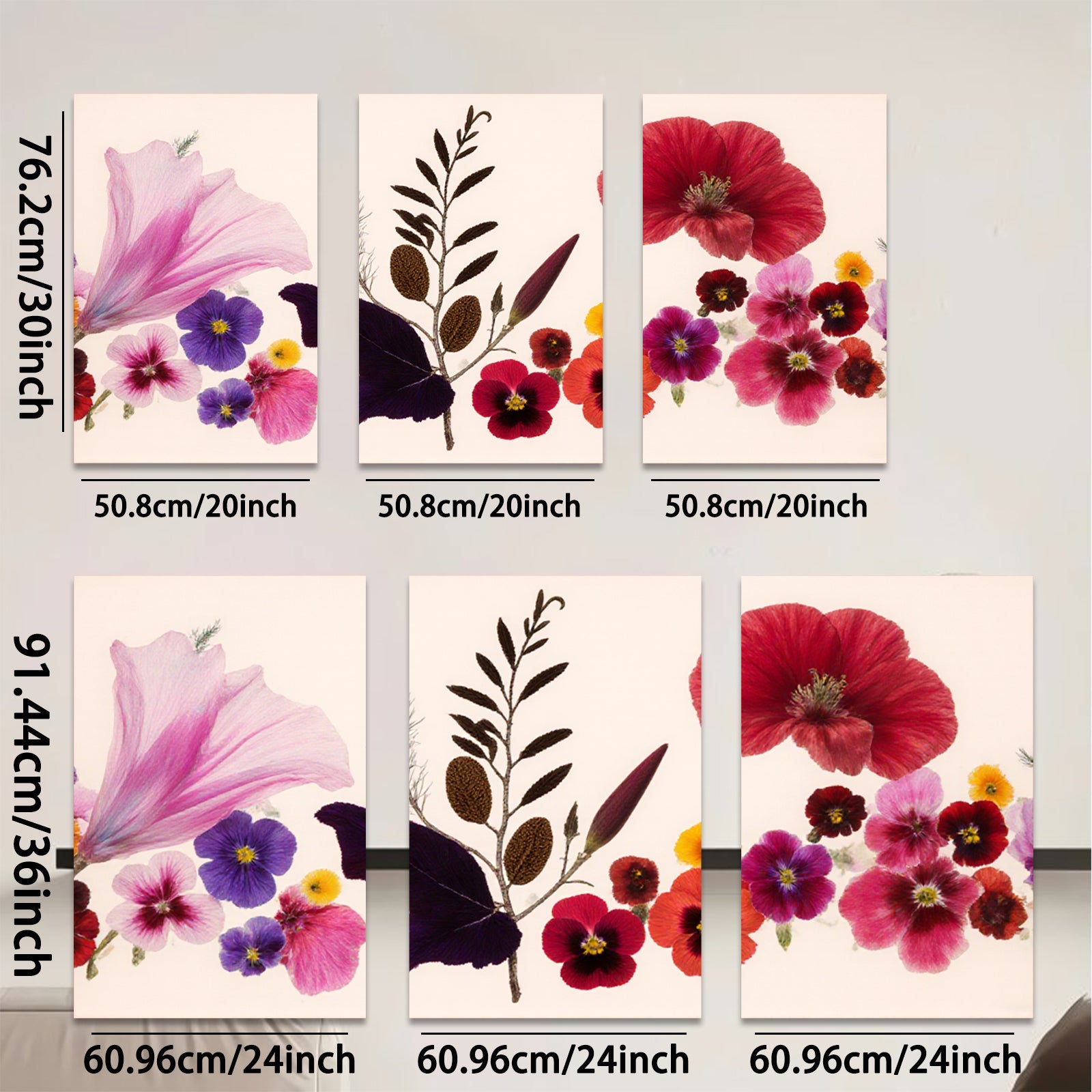 2D flat 1pc vibrant pressed wildflower botanical art print for gallery wall bedroom living room decor farmhouse style modern minimalist