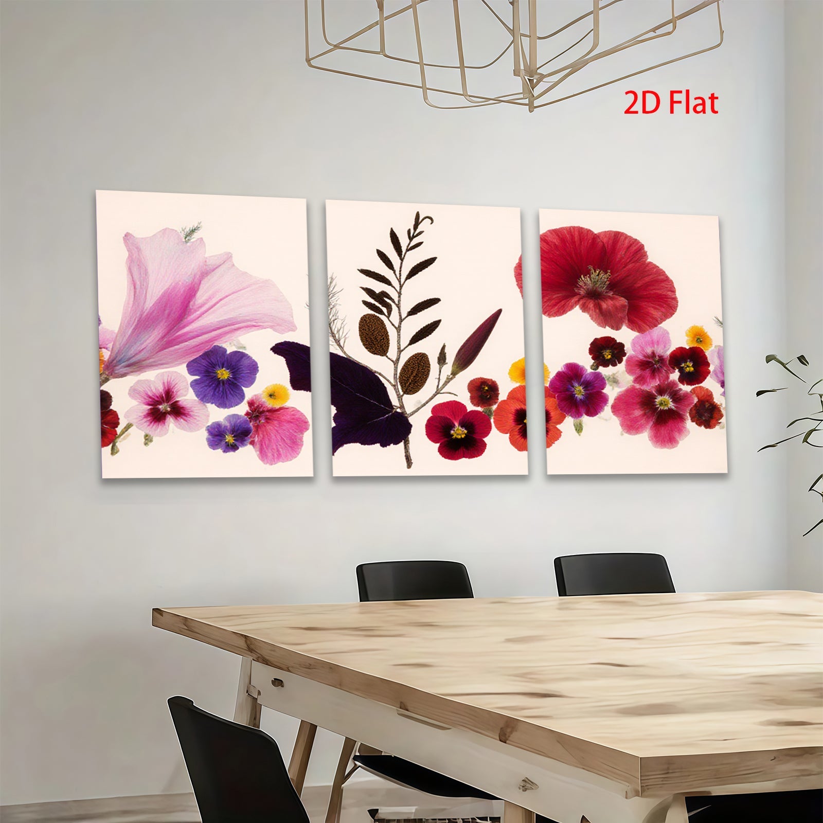 2D flat 1pc vibrant pressed wildflower botanical art print for gallery wall bedroom living room decor farmhouse style modern minimalist