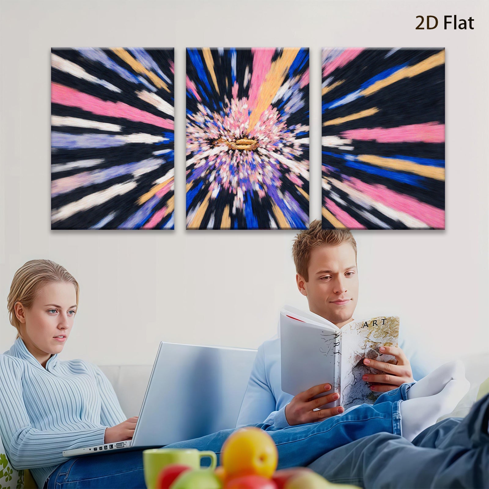 2D flat 1pc vibrant radial burst abstract wall art for living room bedroom modern farmhouse gallery wrapped canvas prints botanical floral decor statement piece trending now