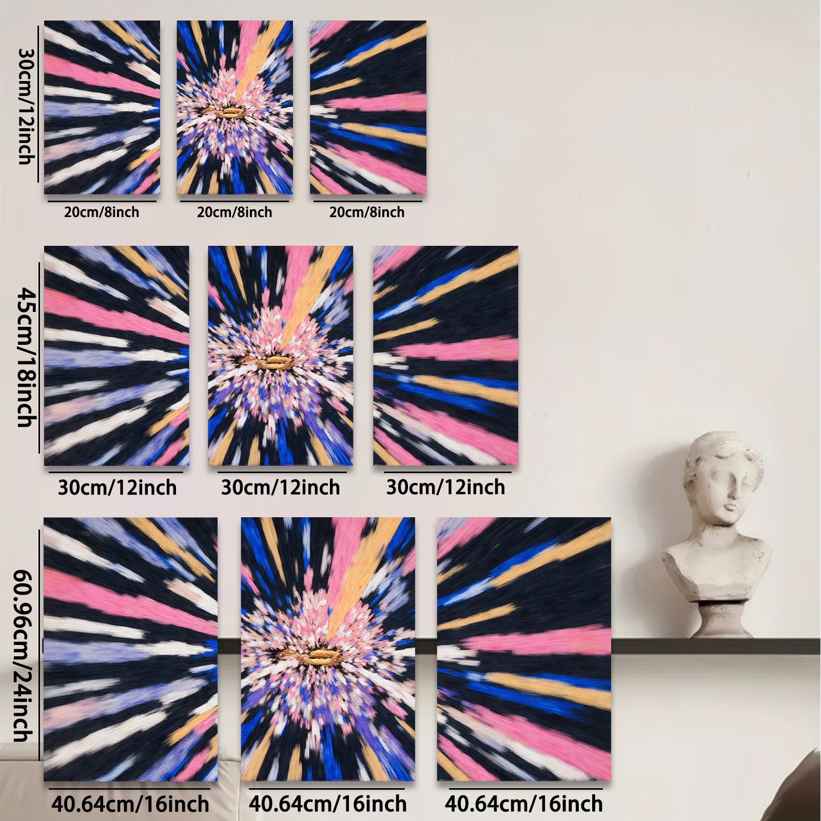 2D flat 1pc vibrant radial burst abstract wall art for living room bedroom modern farmhouse gallery wrapped canvas prints botanical floral decor statement piece trending now