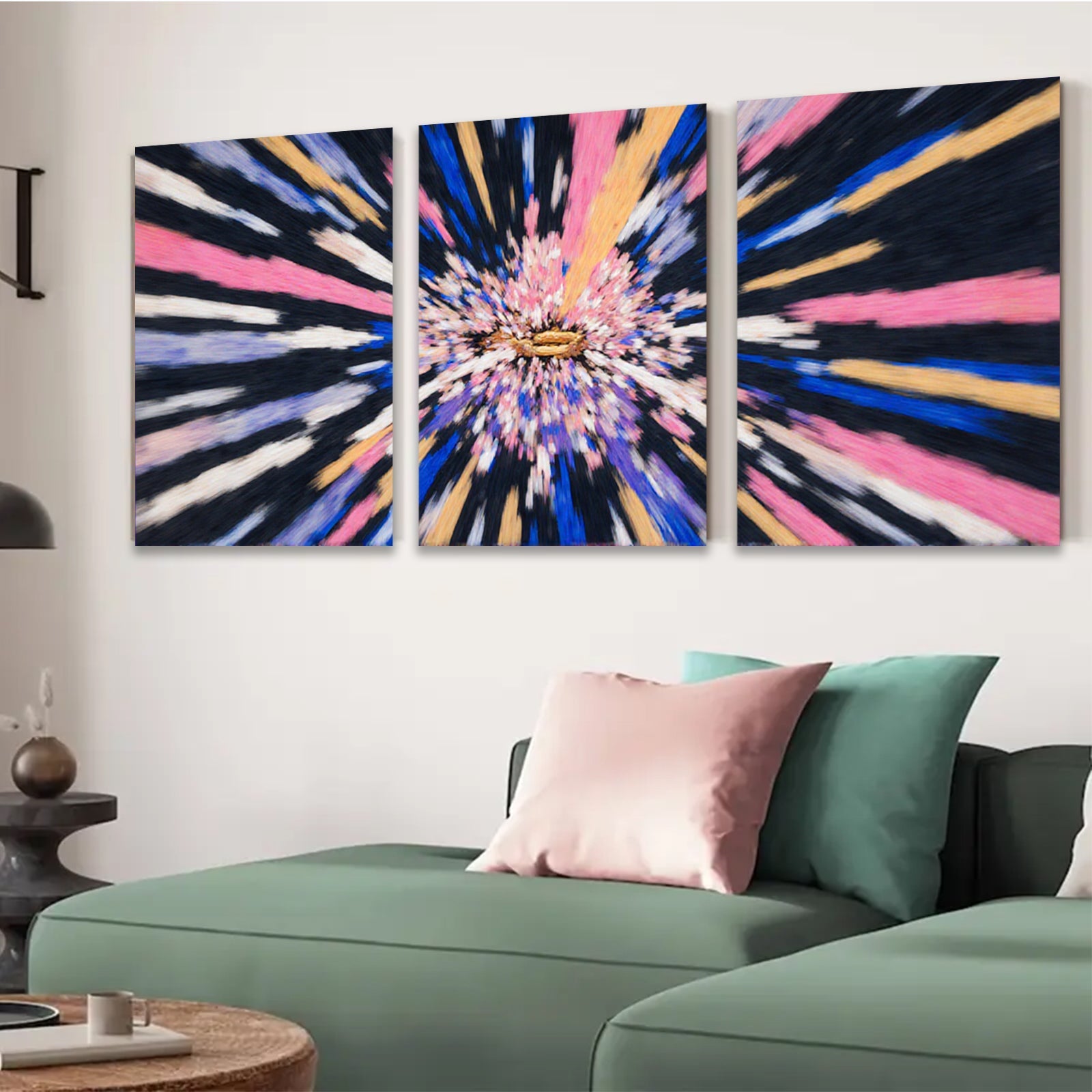 2D flat 1pc vibrant radial burst abstract wall art for living room bedroom modern farmhouse gallery wrapped canvas prints botanical floral decor statement piece trending now