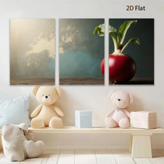 2D flat 1pc vibrant radish still life farmhouse kitchen dining room wall decor modern botanical prints gallery wrapped canvas artwork