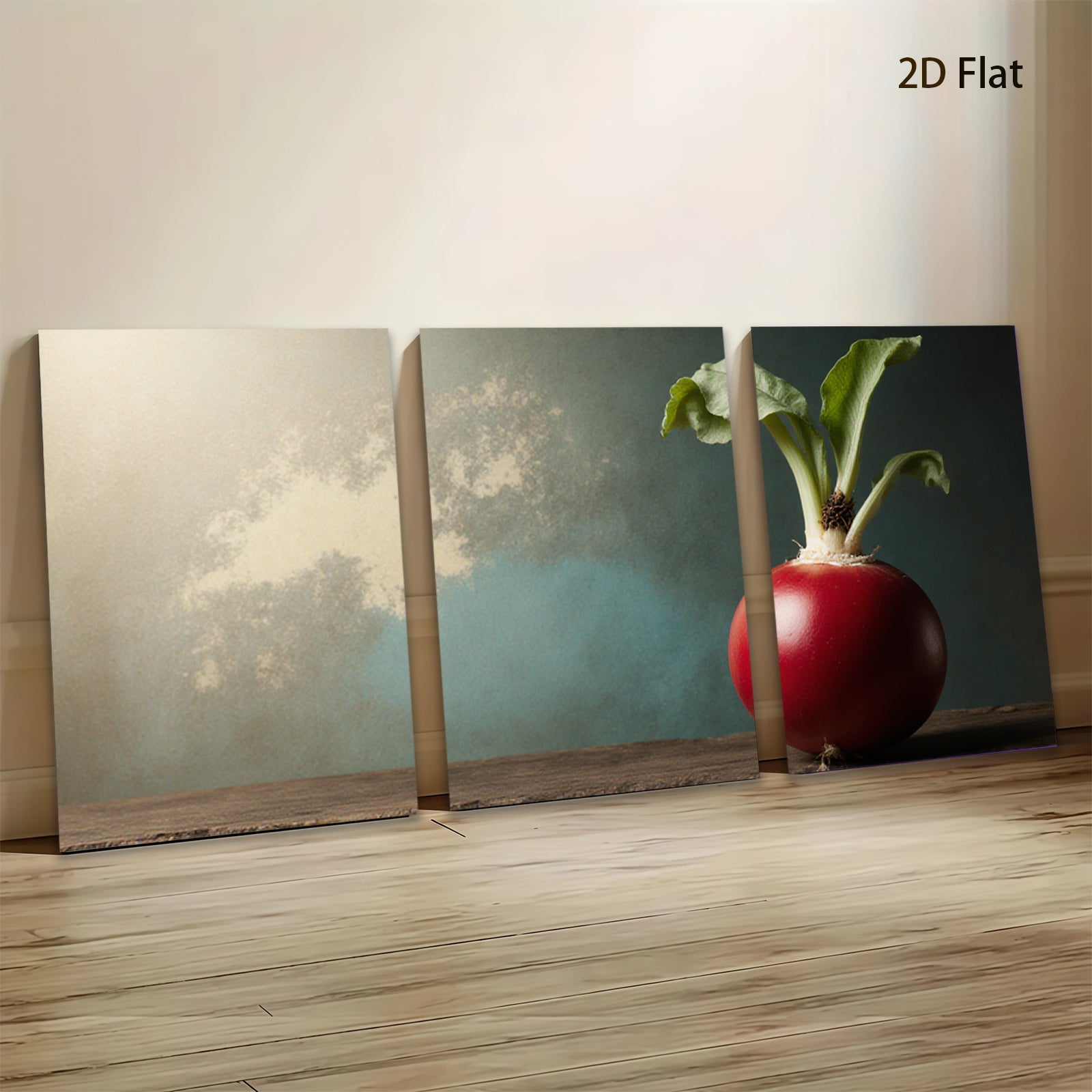 2D flat 1pc vibrant radish still life farmhouse kitchen dining room wall decor modern botanical prints gallery wrapped canvas artwork