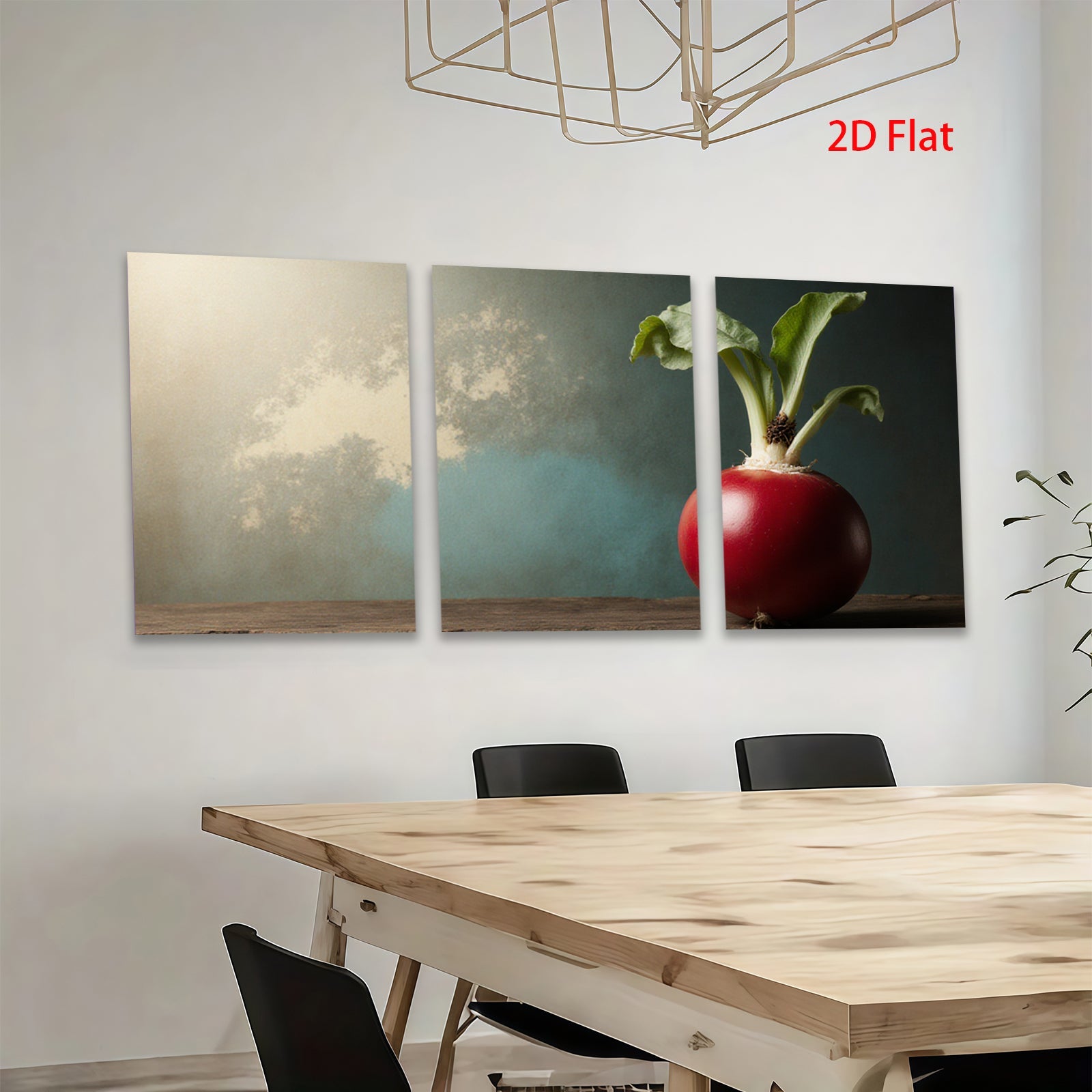 2D flat 1pc vibrant radish still life farmhouse kitchen dining room wall decor modern botanical prints gallery wrapped canvas artwork
