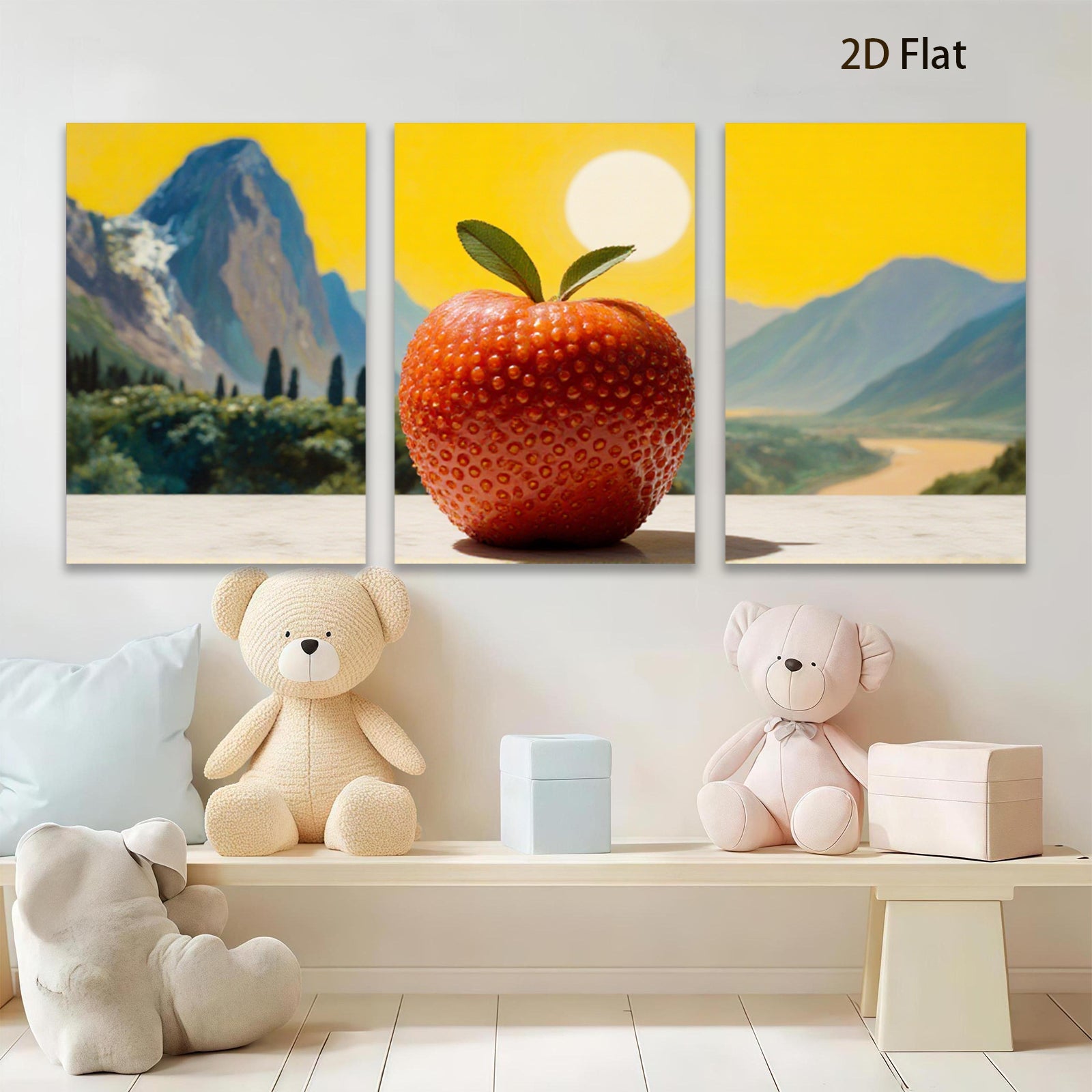 2D flat 1pc vibrant red apple landscape wall art canvas prints for living room bedroom home office decor farmhouse style modern minimalist botanical artwork