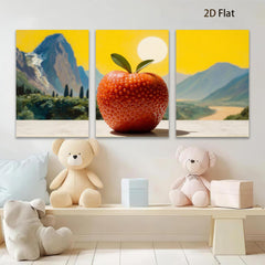 2D flat 1pc vibrant red apple landscape wall art canvas prints for living room bedroom home office decor farmhouse style modern minimalist botanical artwork