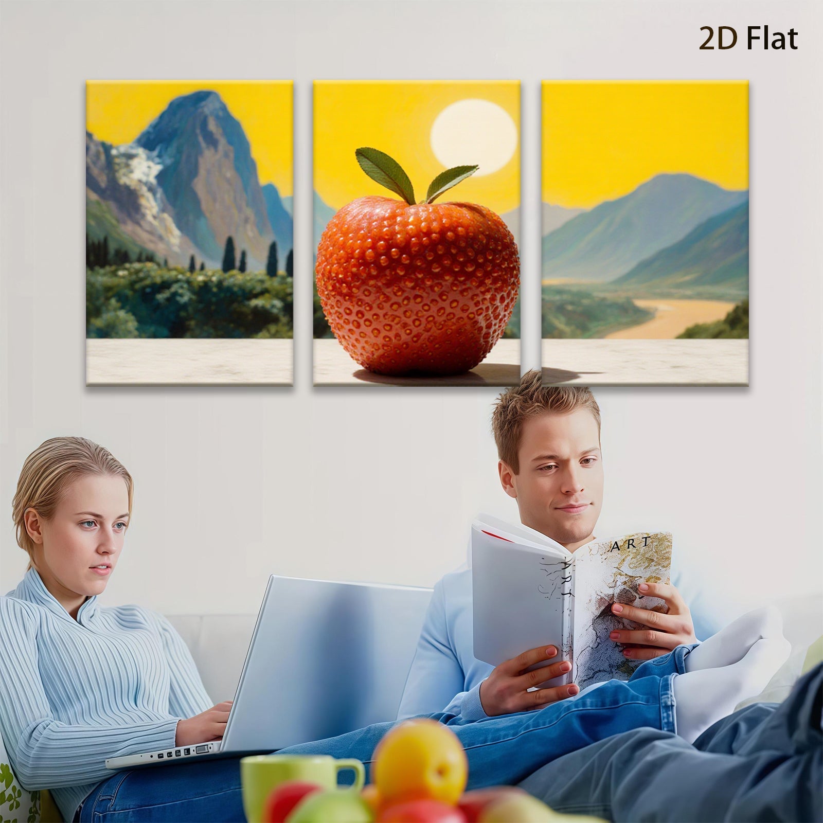 2D flat 1pc vibrant red apple landscape wall art canvas prints for living room bedroom home office decor farmhouse style modern minimalist botanical artwork