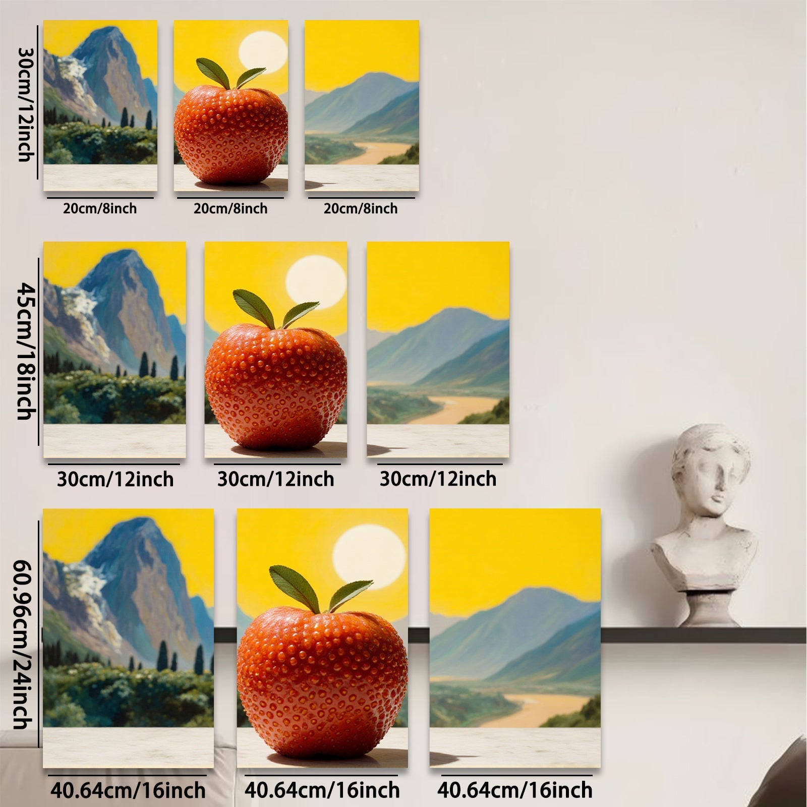 2D flat 1pc vibrant red apple landscape wall art canvas prints for living room bedroom home office decor farmhouse style modern minimalist botanical artwork