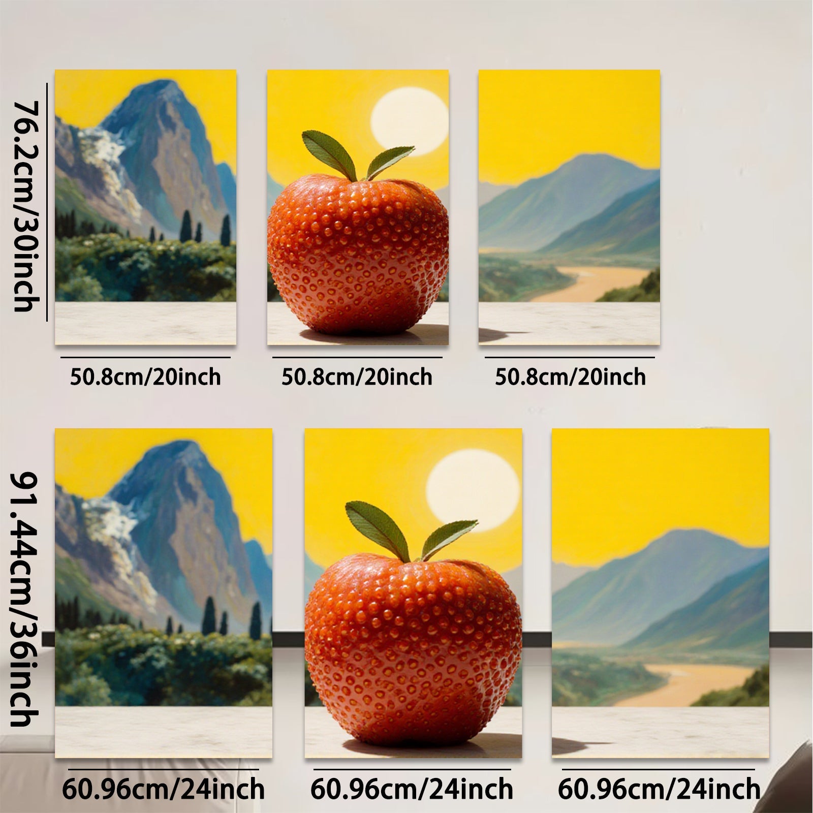 2D flat 1pc vibrant red apple landscape wall art canvas prints for living room bedroom home office decor farmhouse style modern minimalist botanical artwork