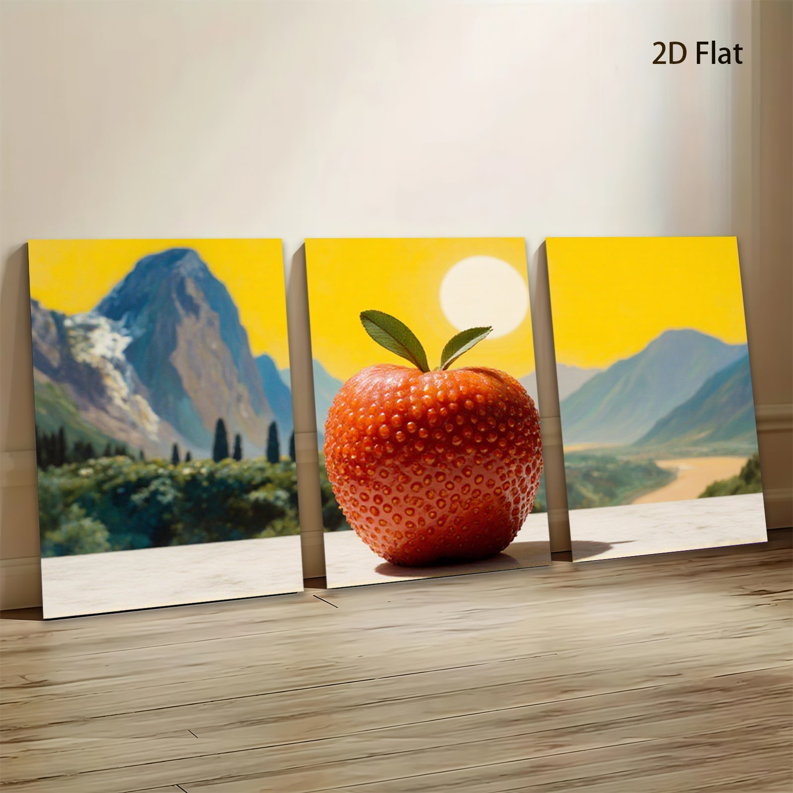 2D flat 1pc vibrant red apple landscape wall art canvas prints for living room bedroom home office decor farmhouse style modern minimalist botanical artwork