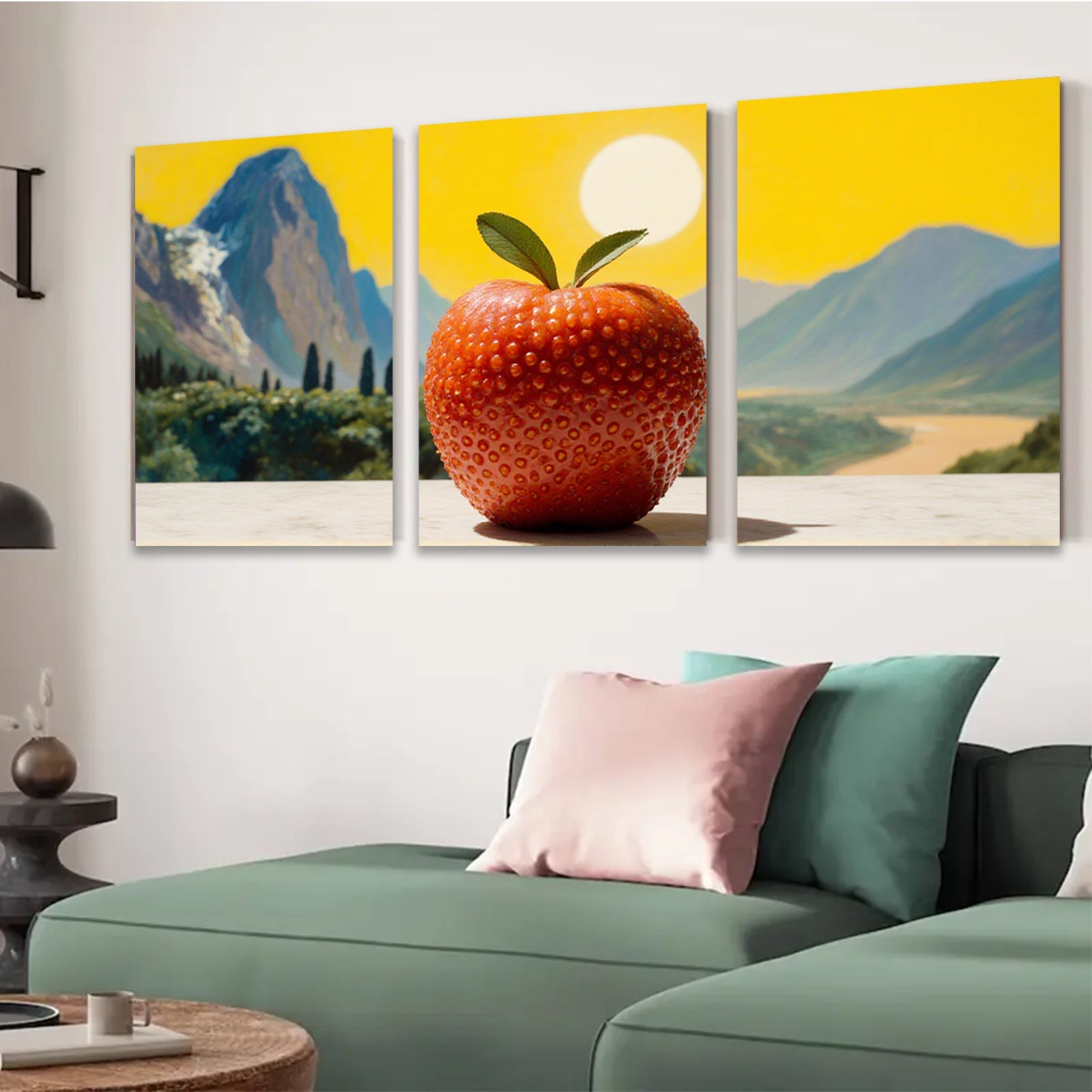 2D flat 1pc vibrant red apple landscape wall art canvas prints for living room bedroom home office decor farmhouse style modern minimalist botanical artwork