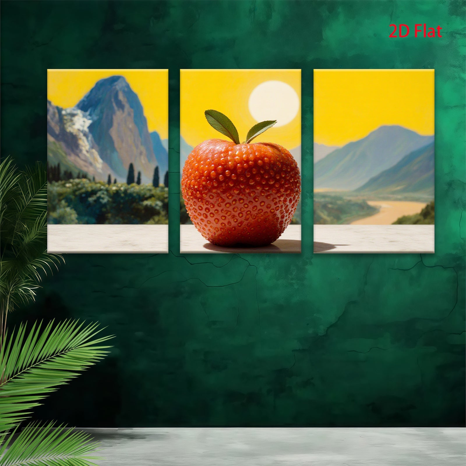 2D flat 1pc vibrant red apple landscape wall art canvas prints for living room bedroom home office decor farmhouse style modern minimalist botanical artwork