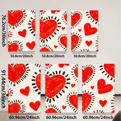 2D flat 1pc vibrant red heart pattern wall art canvas prints for bedroom living room decor farmhouse style modern aesthetic gallery wrapped