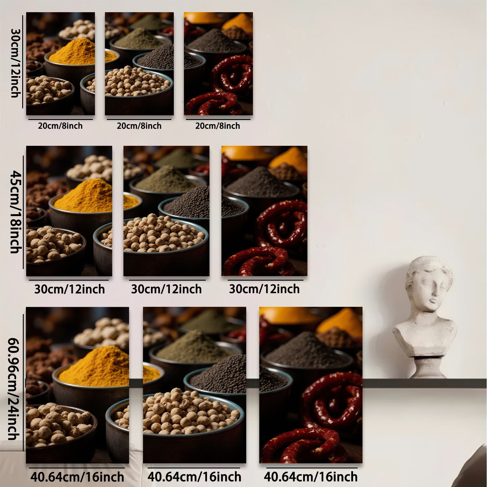 2D flat 1pc vibrant spice collection kitchen wall art dining room decor farmhouse style modern minimalist gallery wrapped canvas prints