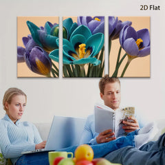 2D flat 1pc vibrant spring crocus blooms floral wall art living room bedroom decor farmhouse style modern canvas prints gallery wrapped