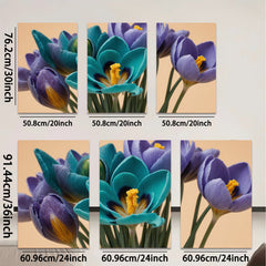 2D flat 1pc vibrant spring crocus blooms floral wall art living room bedroom decor farmhouse style modern canvas prints gallery wrapped