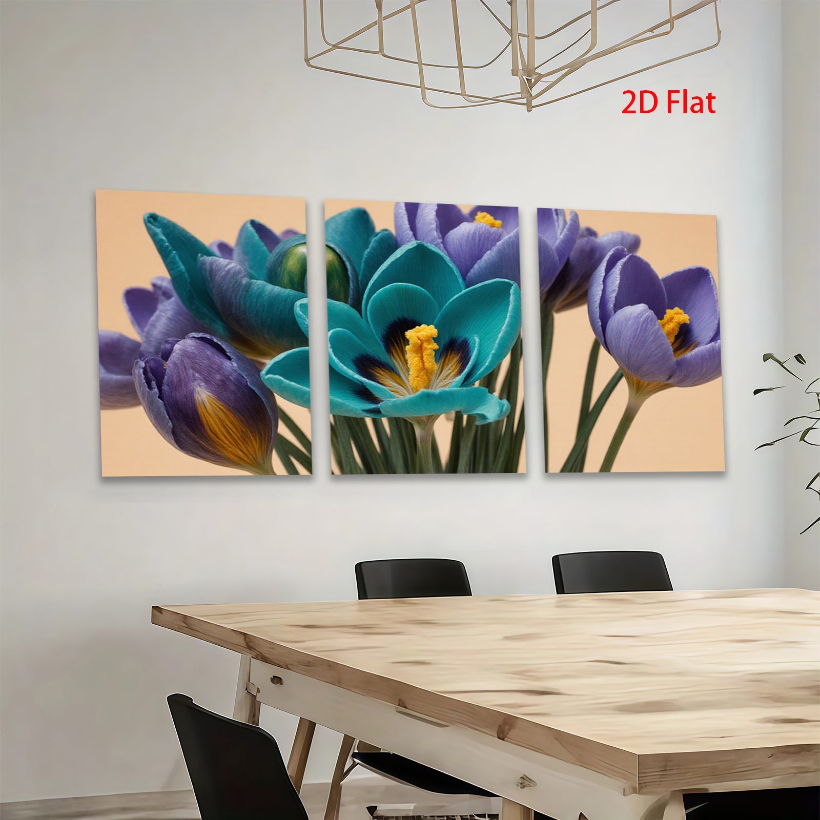 2D flat 1pc vibrant spring crocus blooms floral wall art living room bedroom decor farmhouse style modern canvas prints gallery wrapped