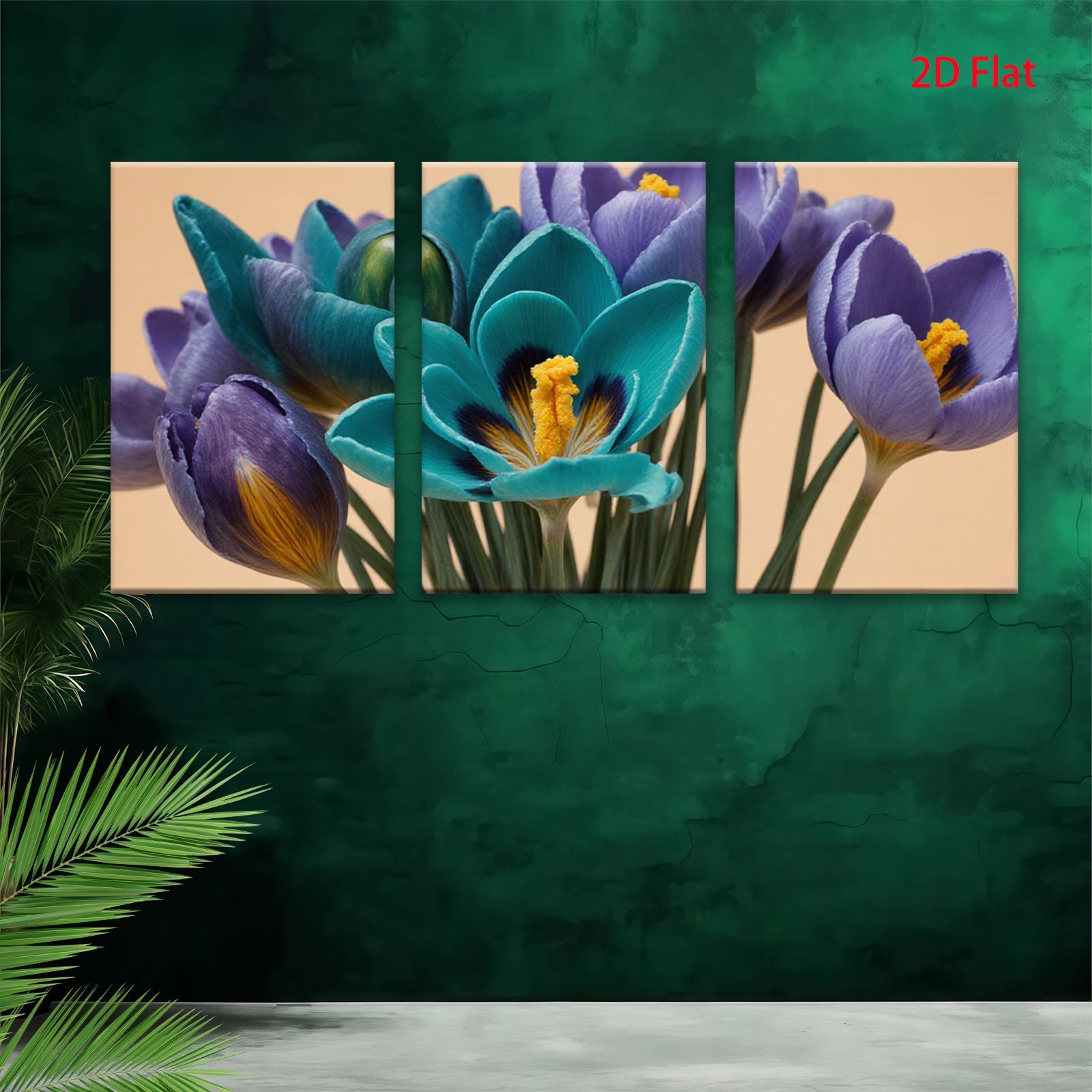 2D flat 1pc vibrant spring crocus blooms floral wall art living room bedroom decor farmhouse style modern canvas prints gallery wrapped