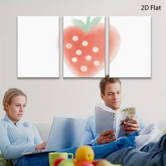 2D flat 1pc vibrant strawberry wall art colorful kitchen decor farmhouse style living room bedroom gallery wrapped canvas prints modern botanical illustration cozy home accents