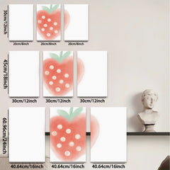 2D flat 1pc vibrant strawberry wall art colorful kitchen decor farmhouse style living room bedroom gallery wrapped canvas prints modern botanical illustration cozy home accents