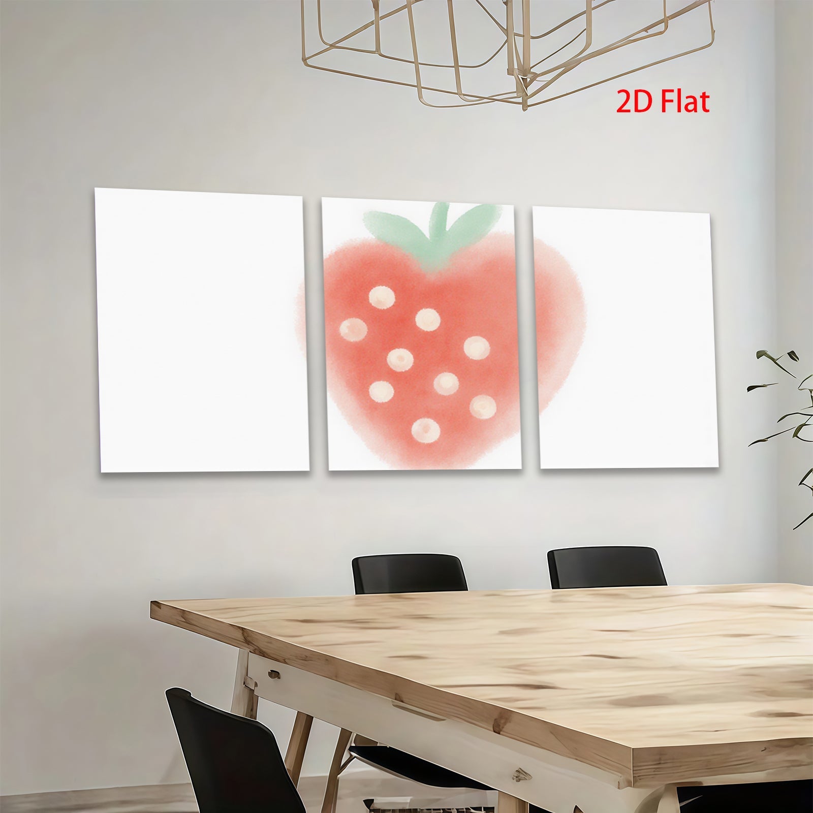 2D flat 1pc vibrant strawberry wall art colorful kitchen decor farmhouse style living room bedroom gallery wrapped canvas prints modern botanical illustration cozy home accents